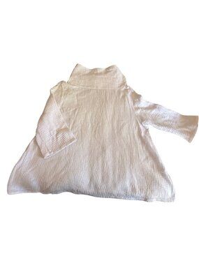 Womens Bryn Walker Top Women's XL Crinkle Cotton 3/4 Sleeve White Lagenlook Art